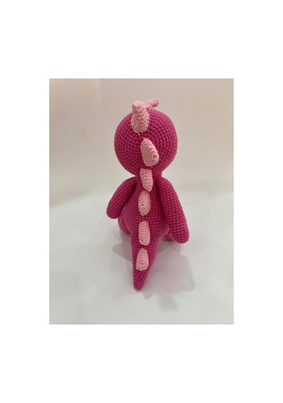 El Yapımı Amigurumi Bebek Dinozor Oyuncak - Örgü Sevimli Ejderha 25cm Fusha-pembe
