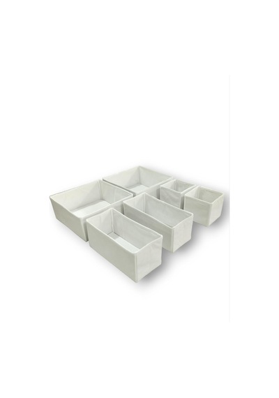 6'lı Beyaz Çekmece İçi Düzenleyici Organizer Set - Çok Amaçlı Dolap İçi Kutu Seti Diğer