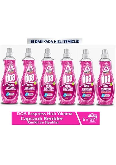 Doa Express Hızlı Yıkama Canlı Renkler Renkli Ve Siyahlar Sıvı Çamaşır Deterjanı 1480 Ml X 6 Adet