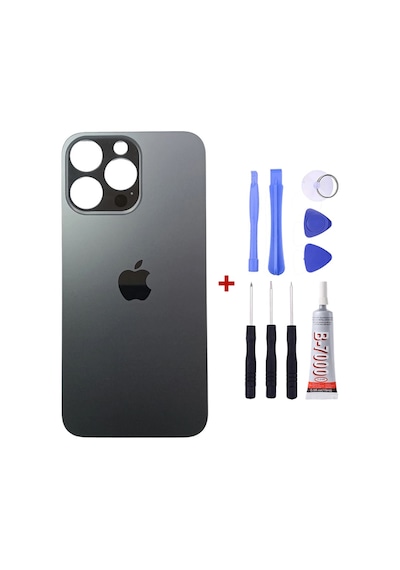 Apple Uyumlu iPhone 14 Pro Max Siyah Arka Cam Kapak Arka Pil Kapağı