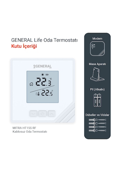 Mitra Ht15s Rf Kablosuz Oda Termostatı - Beyaz