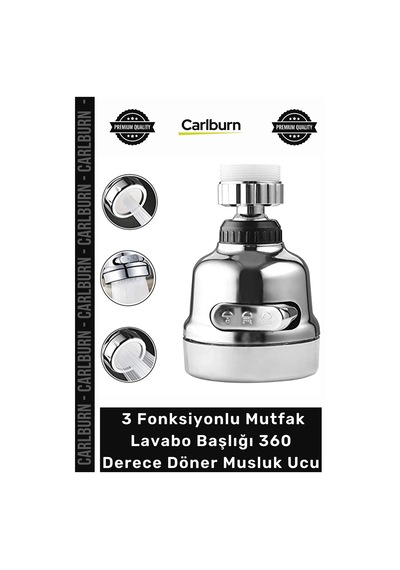 Özel Üretim Tasarruflu Esnek Krom 3 Fonksiyonlu Mutfak Lavabo Başlığı 360 Derece Döner Musluk Ucu Beyaz - Sarı