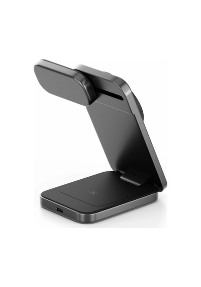 Magtrio Plus 3in1 Katlanabilir 15w Telefon Saat Apple Uyumlu AirPods Masaüstü Hızlı Şarj Standı - Koyu Gri