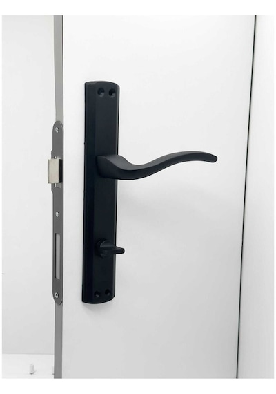 Trim Mat Siyah Lüx Aynalı Wc Banyo Kapı Kolu Sağ Basar 2 Takım