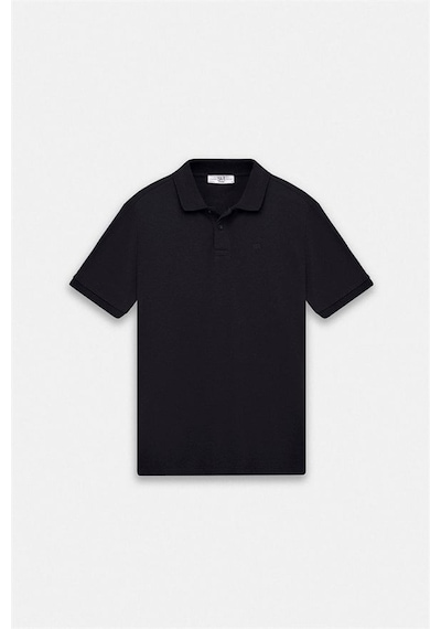 Süvari Siyah Slim Düz Baskısız Pike Düğmeli Polo Yaka Tişört Ts1014000459-s09