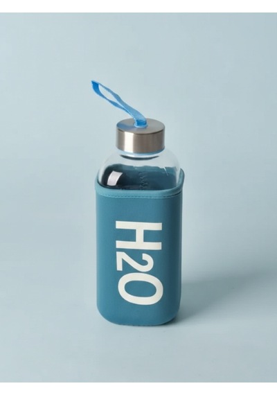 H2o Kare Kılıflı Pastel Renk Cam Matara 530 Ml Çok Renkli