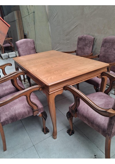 Masa Sandalye Berjer 90627 Bengi Klasik Model Kayın Aslan Ayak Açılır Masa 6 Ad Kahverengi Masa Sandalye Berjer 90627 Bengi Klasik Model Kayın Aslan Ayak Açılır Masa 6 Ad Kahverengi