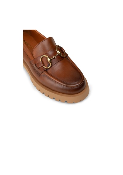 Deery Kadın Hakiki Deri Taba Renkli Tokalı Loafer - 02037ztbae01