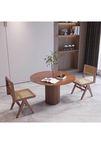 Breeze Yuvarlak Ahşap Bohem Masa 90x90 Ceviz