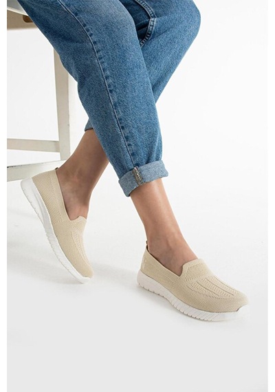 Adımist Kadın Örme Ses Yapmaz Ortopedik Rahat Hafif Günlük Sneaker Ayakkabı Bej