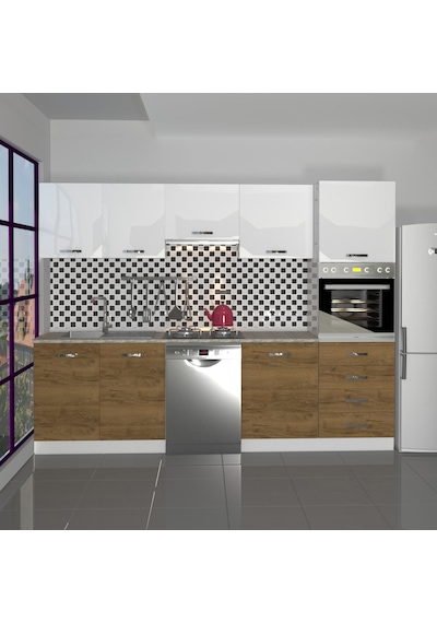 Decoraktiv Elite 280q Ankastre Boy Dolaplı Mdf Hazır Mutfak Dolabı - Tezgah Dahil - Pera - Beyaz Beyaz - Meşe Decoraktiv Elite 280q Ankastre Boy Dolaplı Mdf Hazır Mutfak Dolabı - Tezgah Dahil - Pera - Beyaz Beyaz - Meşe