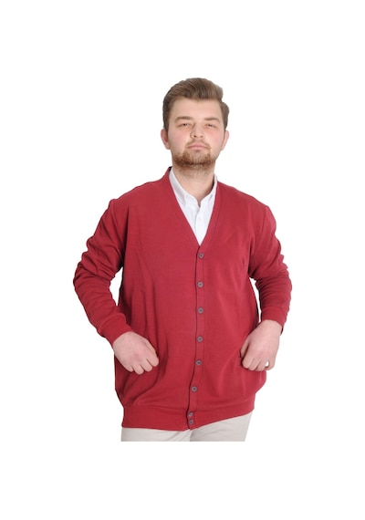 Mode Xl Büyük Beden Erkek Hırka Düğmeli Double Face 20551 Bordo 001