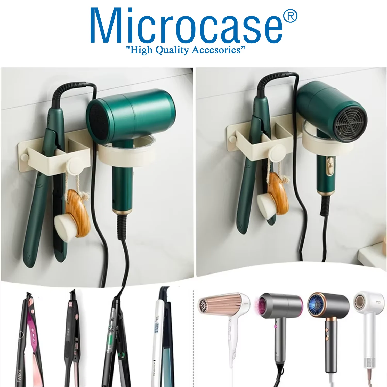 Microcase Saç Düzleştirici Ve Kurutma Makinası Tutucu Stand - Al5044 Gri