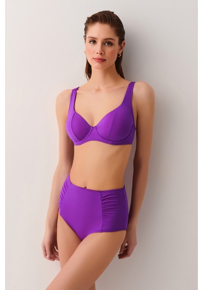 Suwen Yüksek Bel Pileli Bikini Alt Sbn26700c099 Mor