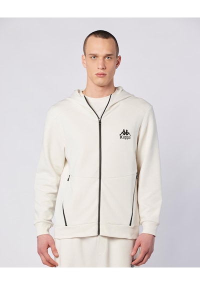 Kappa Fabio Full Zip Erkek Ekru Regular Fermuarlı Eşofman Üstü