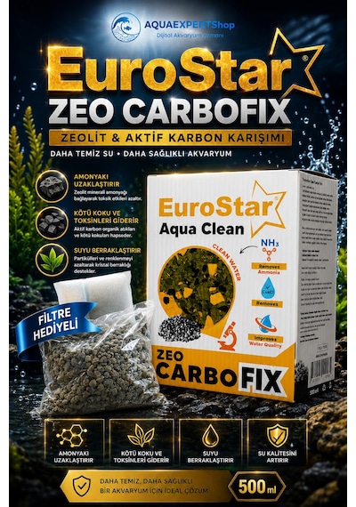 Eurostar Akvartum Filtre Malzemesi - Zeo Karbon 500 Ml - File Hediyeli - Zeolit Ve Karbon Karışımı - Su Berraklaştırıcı