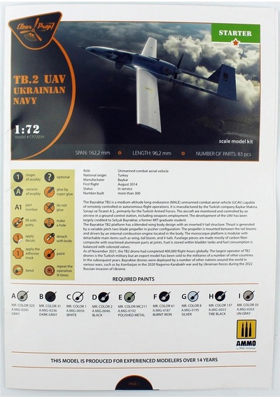 1/72 Tb.2 Uav Ukrayna Donanmas Silahlı İnsansız Hava Aracı Maketi, Clear Prop Models 72034