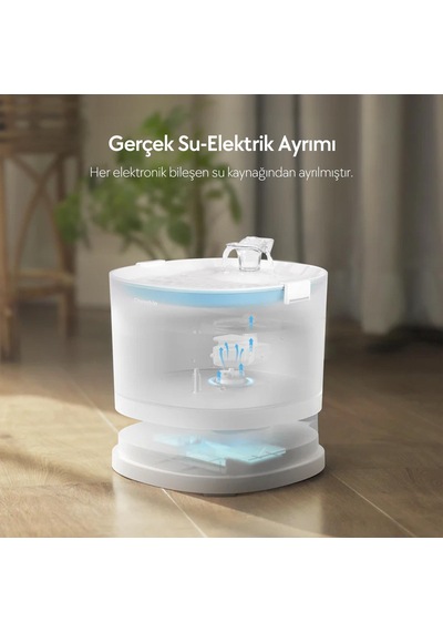 Cheerble E1 Plastik Hazneli Şarjlı Otomatik Kedi Su Pınarı 22 X 20 X 18, 2lt Cdy01