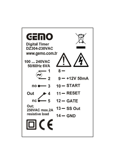 Gemo Dz304-230vac ,48x48mm 110v..220vac Kontak-1a1k Fonkisyonel Zaman Röle