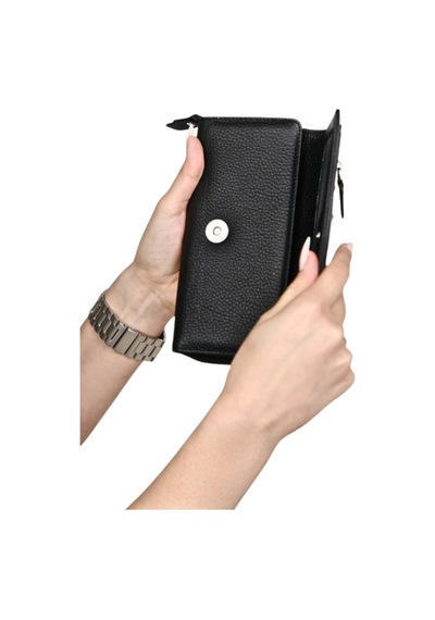 Mft Leather Hakiki Deri Kadın Cüzdan Kuvars 2718 Flother Mat Siyah