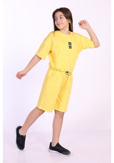 Toontoy Kids Toontoy Kız Çocuk Cepli Şortlu Takım Koyu Sarı