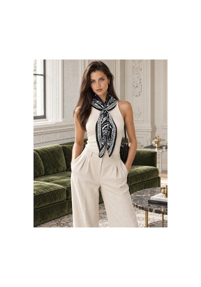 Tarzını Seç Siyah Klasik Şal Desenli Dantel Oya Kesim Fular / Bandana 70 X 70 Cm