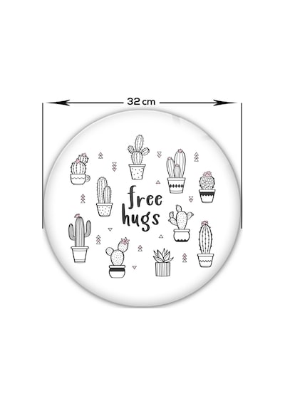 Decorita Cam Kesme Tahtası|Free Hugs|Çap32cm