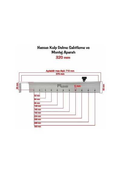 Hassas Kulp Delme Sabitleme Ve Montaj Aparatı 320 Mm