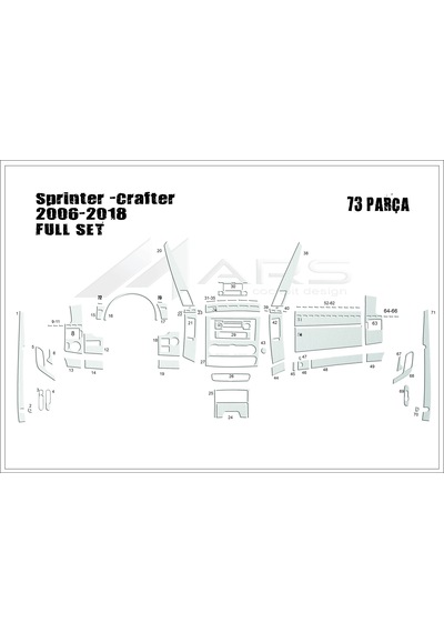 Mercedes Sprinter-crafter Torpido Konsol Kaplama 2006-2018 73 Parça Alüminyum