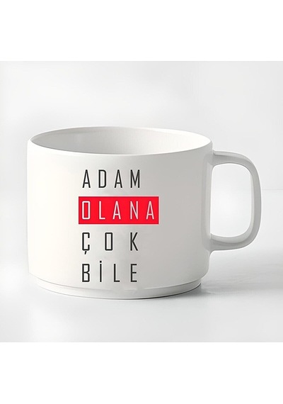 Duble Türk Kahvesi Fincanı & Espresso Adam Olana Çok Bile 180 Ml Beyaz