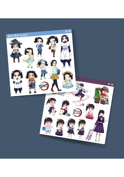 Demon Slayer-aoi Kanzaki-kanao Tsuyuri-parlak Kağıt -2li Sticker Set-telefon Süsleme Beyaz