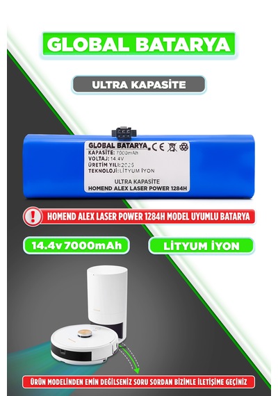 Homend Alex Laser Power 1284h Batarya 7000mah Lityum İyon Pil