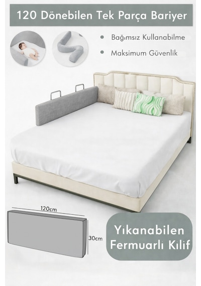 Miralay Yeni Nesil Yatak Bariyeri 120 CM Gri