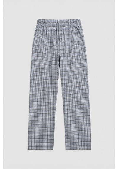 Markapia Erkek Ekose Desen %100 Pamuk Pijama Altı Mavi