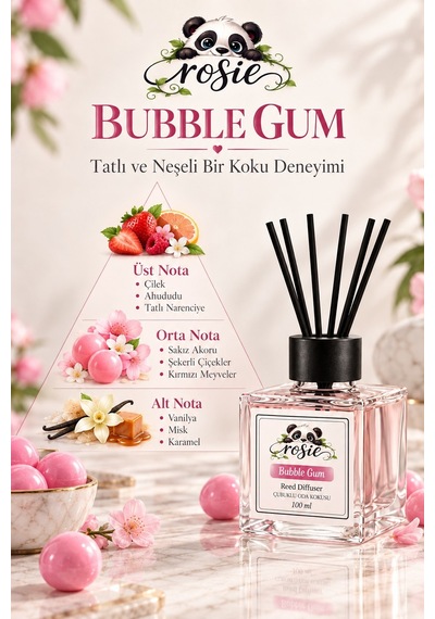Rosie Bubblegum 7'li Çubuklu Oda Kokusu Seti 7 X 100 Ml Eğlenceli Ve Tatlı Koku Sakız