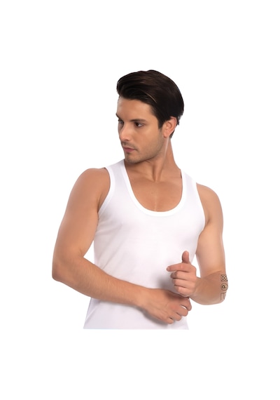 İki Yıldız Erkek Ribana Atlet 3'lü Paket %100 Pamuk 05 Beyaz