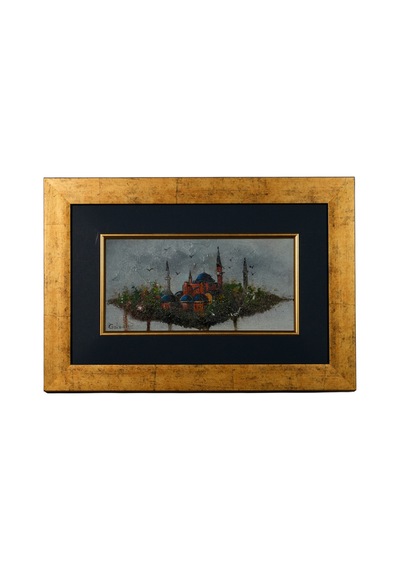 Sürreal Yüzen Ayasofya Ve Siyah Paspartu Zarafeti 33 x 48 CM