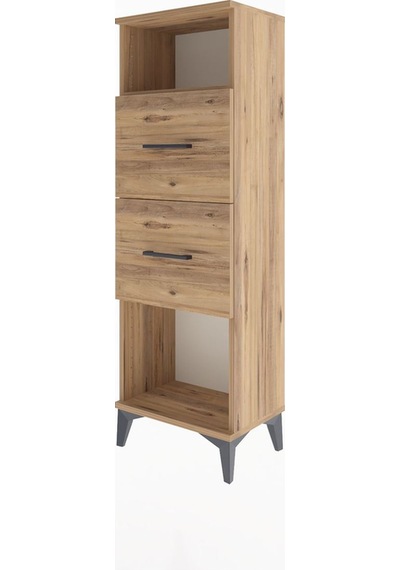 Arges Dolap Tek Raflı 2 Çekmeceli 44x30x134 Çam-çam Çam