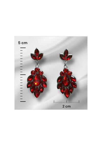 Miradia Kristal Taşlı Küpe - Düğün Kına Günlük Kullanım Kırmızı - 726451241 Kırmızı