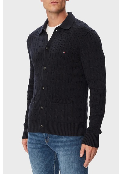 Tommy Hilfiger Pamuklu Polo Yaka Triko Kazak Erkek Kazak Mw0mw44756 Dw5 Lacivert