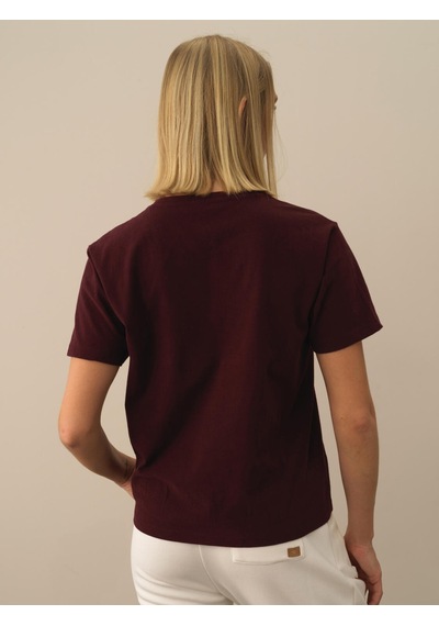 Xint Bordo Pamuk Dokulu Oversize Tişört 602325