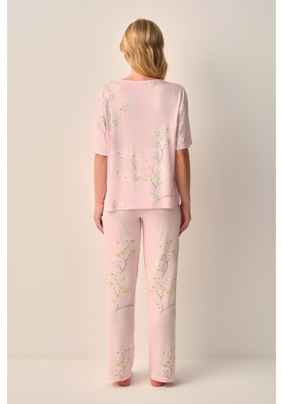 Suwen Laurel Gömlek Yaka Pijama Takımı Sh26606660b334 Pembe