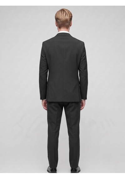 Erkek 3 Parça Slim Fit Takım Elbise Kruvaze Yelekli Modern Kesim Şık Takım Siyah