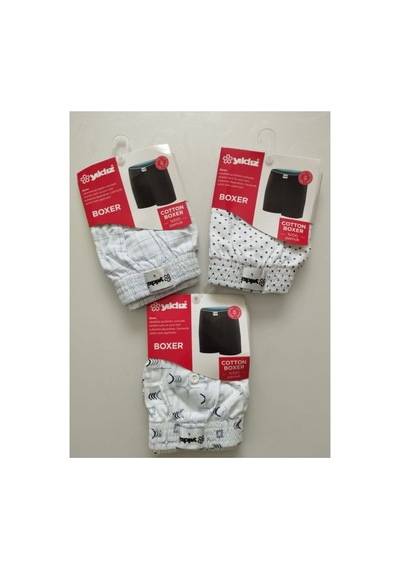 Kit İç Giyim Yıldız 3'lü Pamuk S Beden Erkek Boxer Çok Renkli