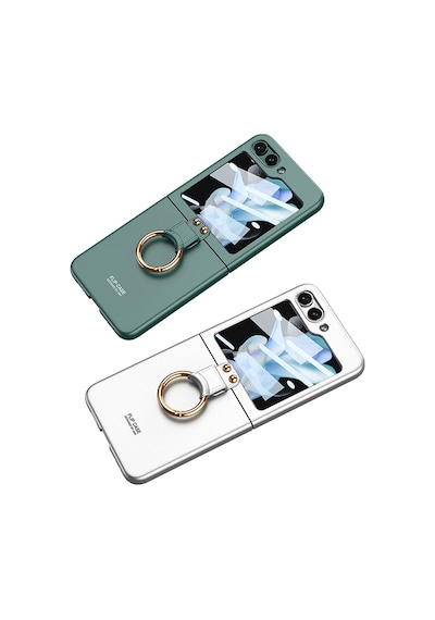 Rba Aksesuar Galaxy Uyumlu Z Flip 5 Kılıf Rba Kıpta Yüzüklü Flip Sert Kapak - Gri gri