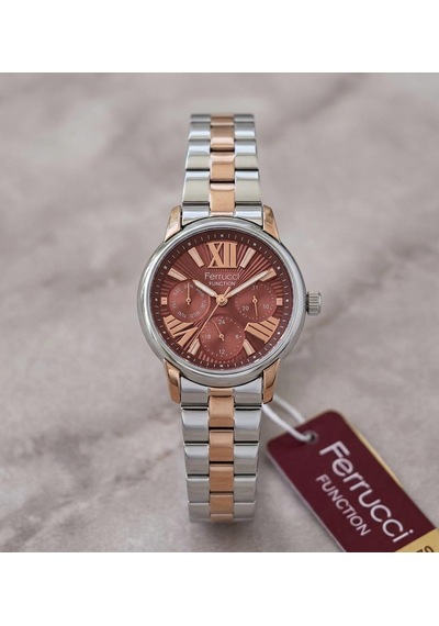 Ferrucci Fcfc-53517 Fonksiyonları Aktif Çelik Kordon Ve Kasa Kadın Kol Saati Gümüş - Rose Gold