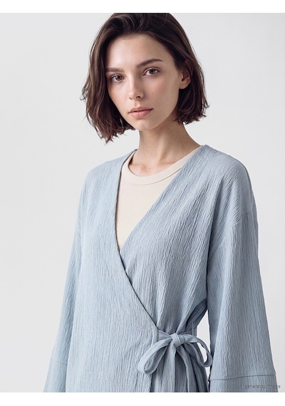 Lcw Modest Mavi Kruvaze Yaka Oversize Kadın Kimono