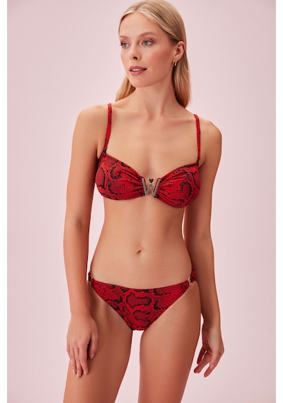Suwen Red Snake Detaylı Desenli Bikini Alt Sb254451025d1025 Kırmızı Yılan Desenli