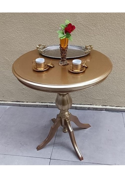 Fiskos Sehpa Eko 90503 Baba 4ayak 65 Cm Hareketli Mdf Tabla Parlak Gold El Yapım