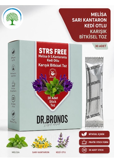 Çareburada Dr. Bronos Strs Free Melisa, Sarı Kantaron, Kedi Otlu Karışık Bitkisel Toz 30 Stick